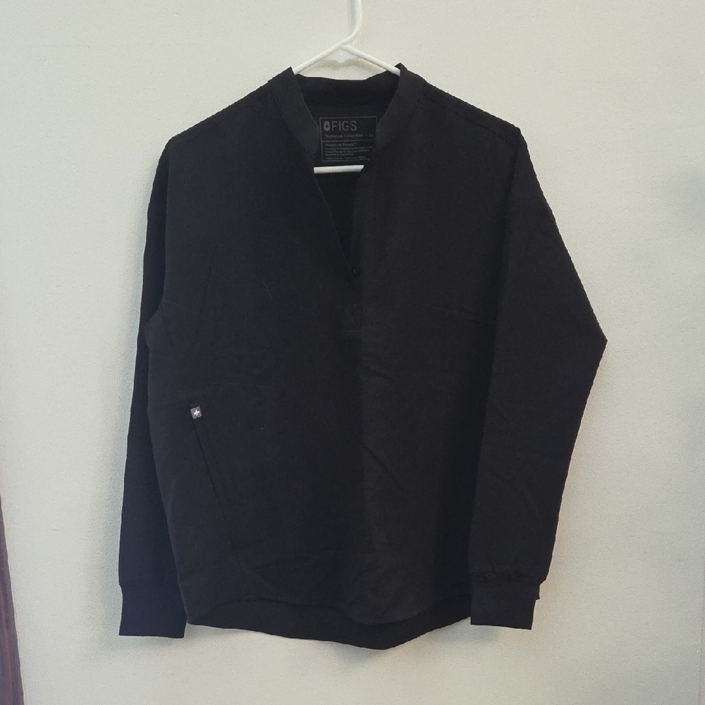 Figs Black Long Sleeve Scrub Top